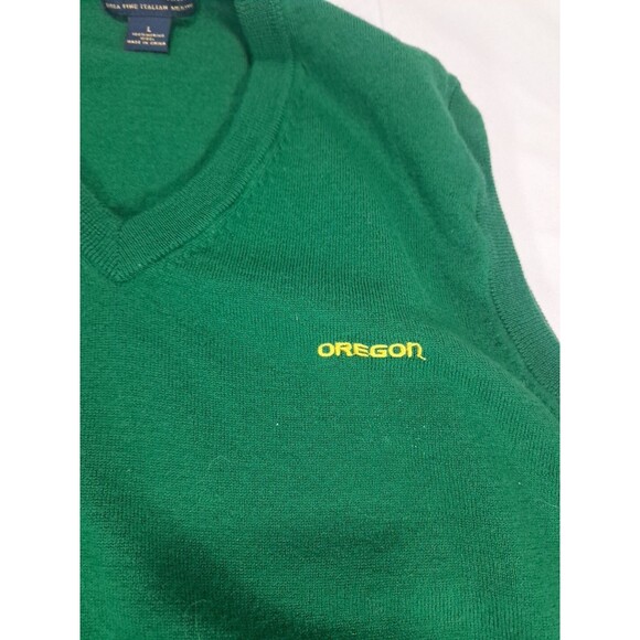 Womens Merino Wool Vest University Oregon UO Ducks Brooks Brothers Large Green - Picture 2 of 6